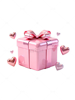 粉色礼盒爱心装饰3D渲染图