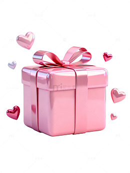 粉色礼盒爱心飘浮浪漫主题