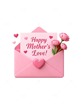 粉色信封母亲节贺卡