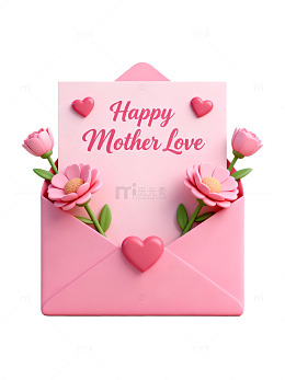 粉色信封母亲节贺卡设计素材