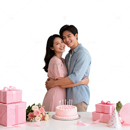 温馨甜蜜生日庆祝场景照片