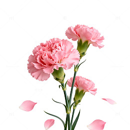 粉色康乃馨与花瓣插画