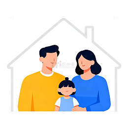 家庭温馨插画