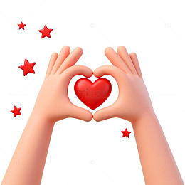 爱心手势卡通插画