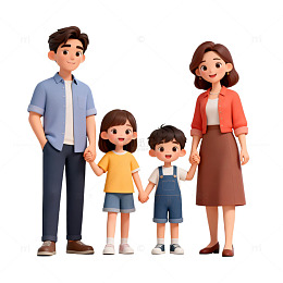 卡通全家福插画设计素材