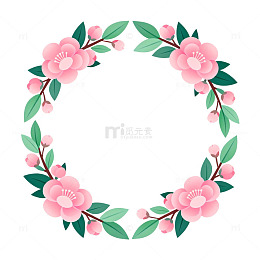 粉色花卉花环插画设计素材