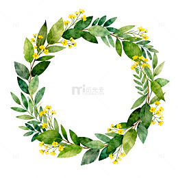 绿色花环手绘插画