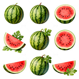 透明背景西瓜插画设计素材