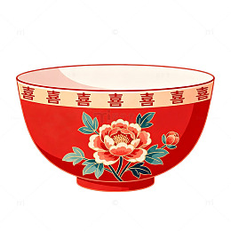 中国风喜庆碗插画设计素材