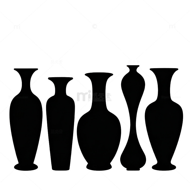 黑色花瓶剪影矢量图