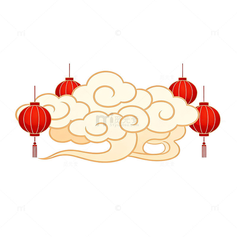 传统中国风云灯笼图案设计元素