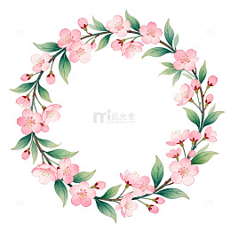 樱花花环卡通透明背景矢量素材