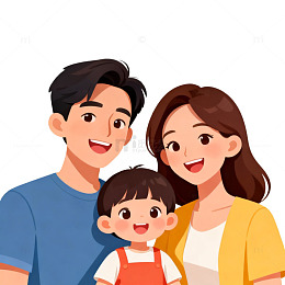 卡通全家福亲子插画设计素材