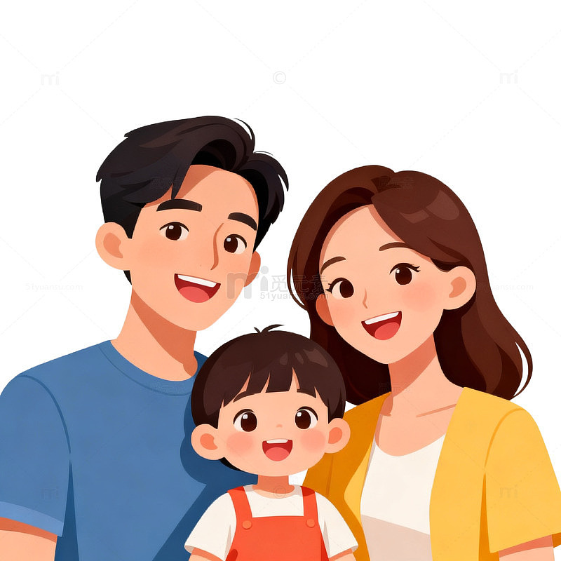 卡通全家福亲子插画设计素材