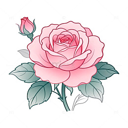 粉色玫瑰插画素材