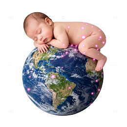 婴儿与地球和谐图片