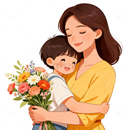 温馨母子插画母爱主题素材