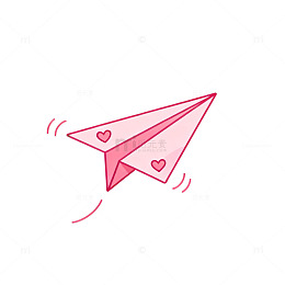 粉红纸飞机爱心卡通插画