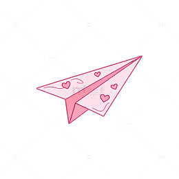 粉色爱心纸飞机卡通插画