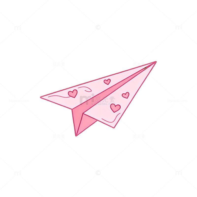 粉色爱心纸飞机卡通插画