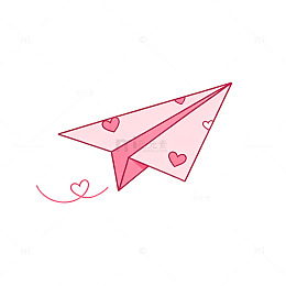 纸飞机爱心卡通插图