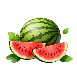 西瓜插画透明背景设计素材