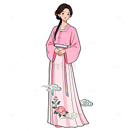 古风美女插画汉服设计图