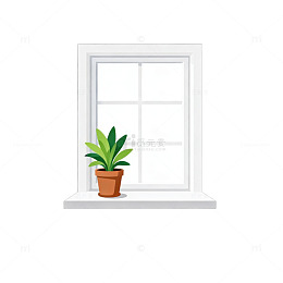 简约窗台绿植插画