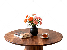 简约温馨圆桌花卉茶杯摆设