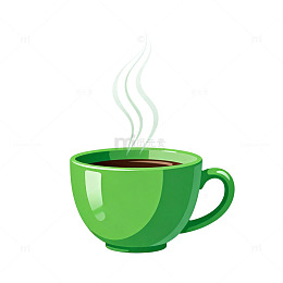 卡通风格绿色咖啡杯矢量图