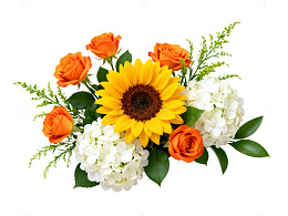 鲜花装饰向日葵玫瑰组合