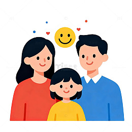 卡通家庭温馨插画