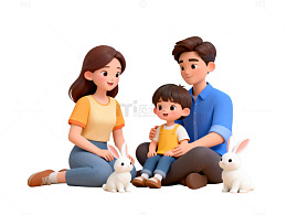 卡通风家庭亲子插画素材
