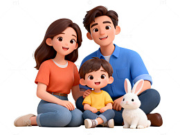 卡通家庭温馨插画