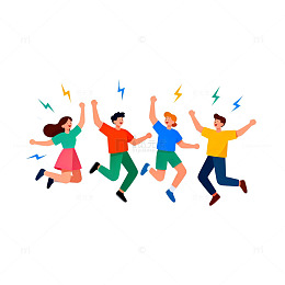 快乐跳跃年轻人插画矢量素材