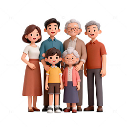 卡通全家福插画设计素材