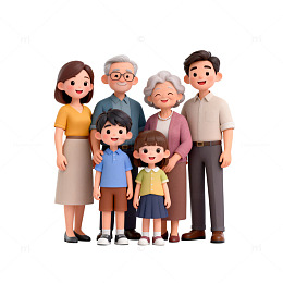 3D卡通家庭合影模型设计素材