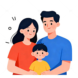 卡通风家庭合影插画素材