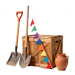 田园风园艺工具组合静物