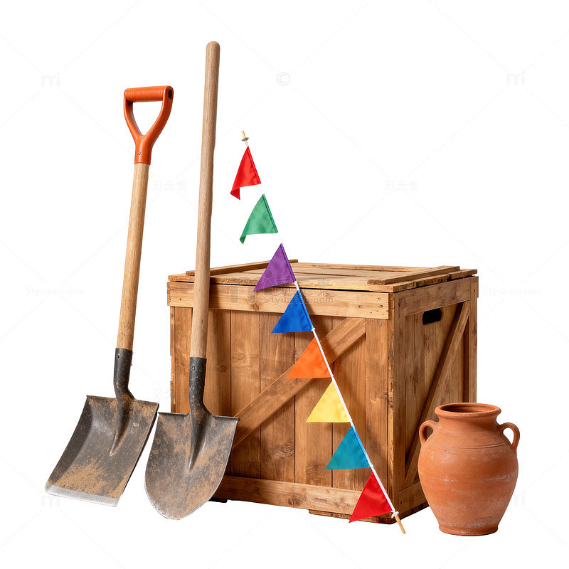 田园风园艺工具组合静物