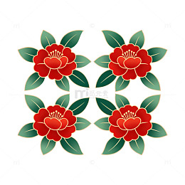 对称红花图案设计素材