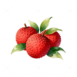鲜艳荔枝水果插画设计素材