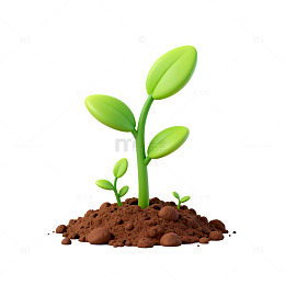 清新绿色幼苗生长插画