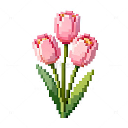 像素风粉色花朵插画