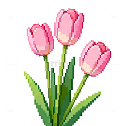 像素风格郁金香插画