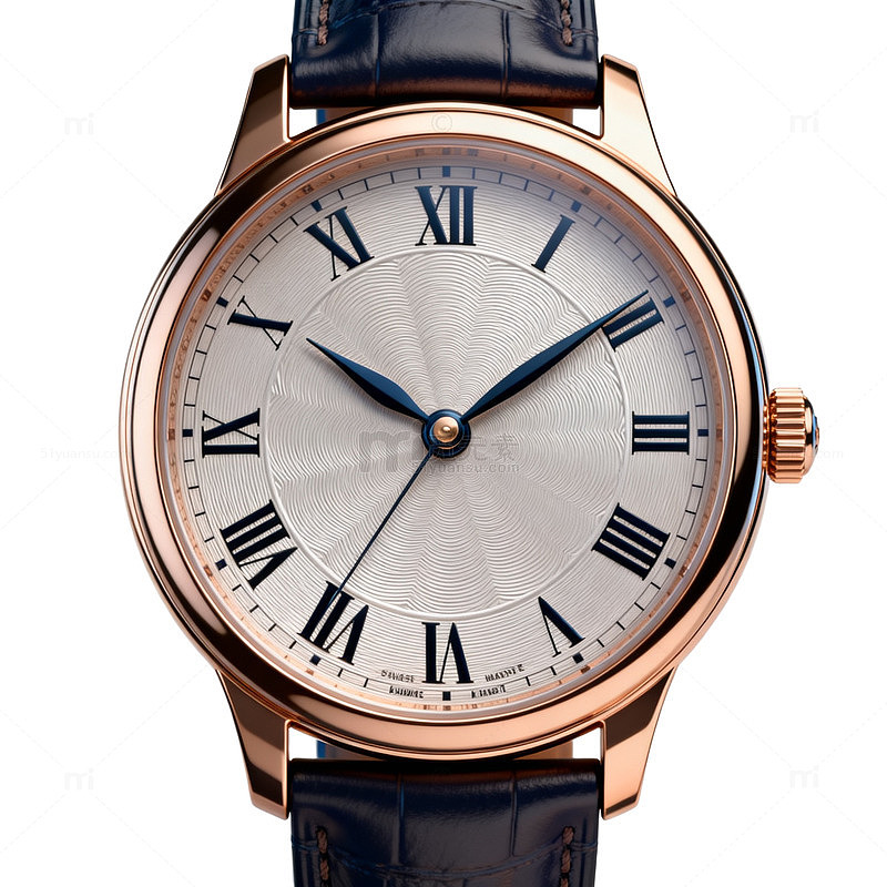 玫瑰金色罗马数字腕表