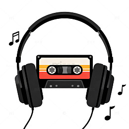 音乐复古磁带耳机插画