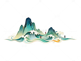 国潮山水插画设计素材