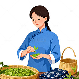 传统服饰采茶女插画素材