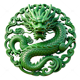 翠绿中国龙雕塑艺术图案